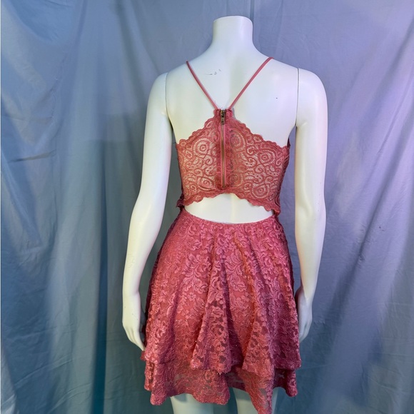 Honey and Rosie Lace Mini Dress in Pink - Picture 3 of 5